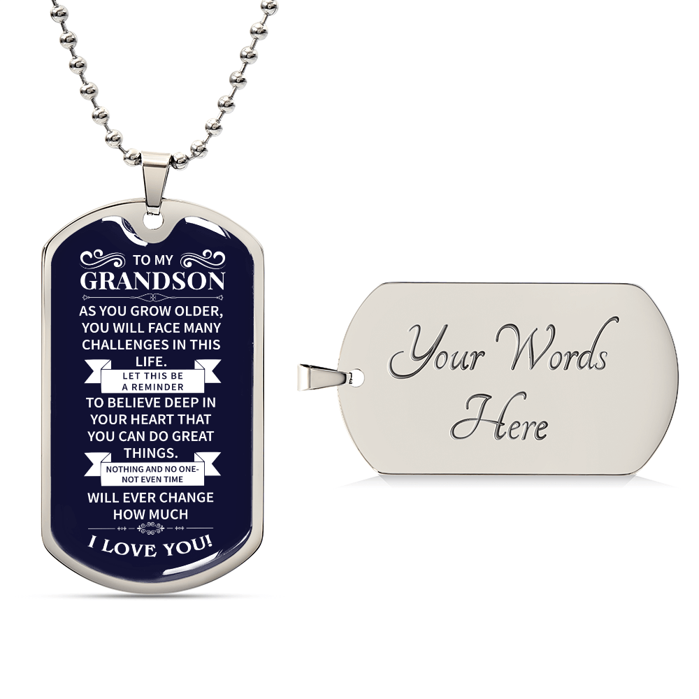 To my grandson Luxury Graphic Dog Tag Necklace - Beauty Belliss
